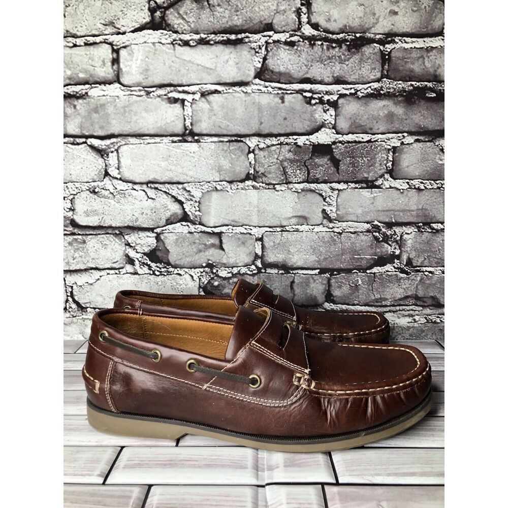 Samuel Windsor Brown Leather Penny Loafers Casual Boat Shoes Men Sz 9.5M US/43EU - Picture 13 of 16